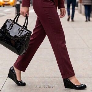 CL by Laundry Black Patent Wedge Heels Size 8 Man-Made Upper New With Box